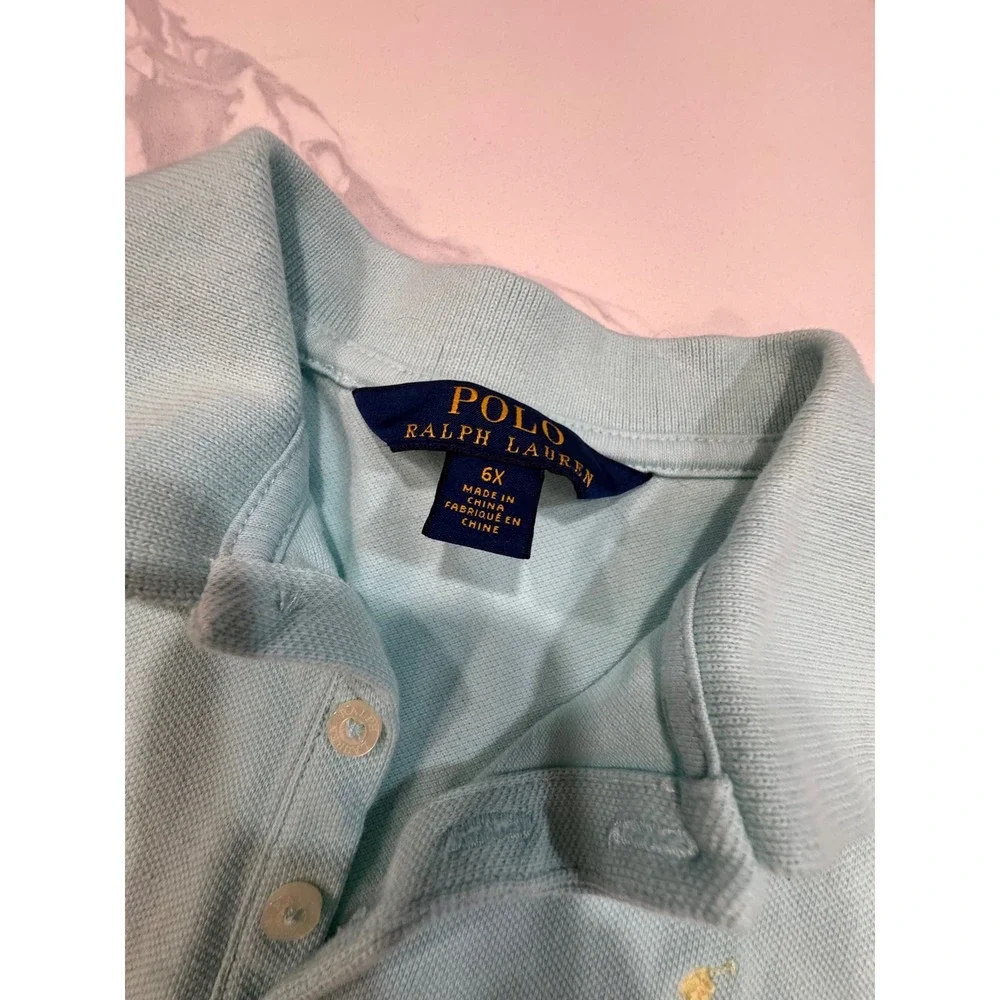 Polo Ralph Lauren Stretch Mesh Polo Dress Drop Waist Size 6X Light Turquoise